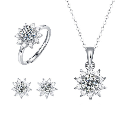925 Silver Ring Holder Jewelry Ornament First Snow Series Goddess Necklace Suit