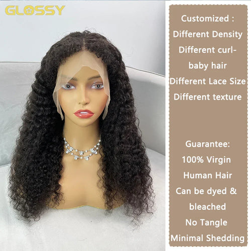 250% 13x6 HD Kinky Curly Wigs Human Hair Deep Wave Curly Lace Front Wigs Kinky Curly 4C Edges 13X4 Lace Frontal Wig For Women