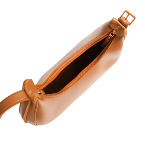 Women’s U-Shaped Hobo Bag – Faux Leather Brown